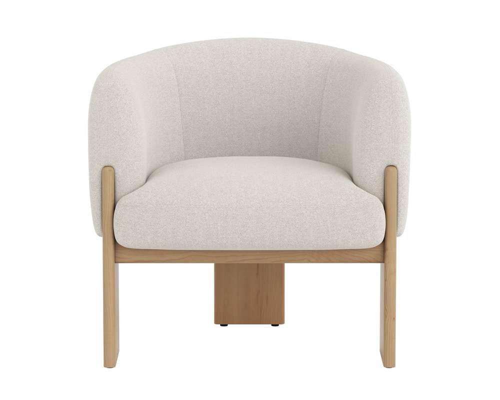 Sunpan - Trine Lounge Chair - Rustic Oak - Dove Cream - 111088 veiw 2