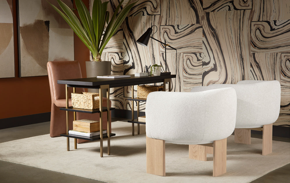 Sunpan - Trine Lounge Chair - Rustic Oak - Dove Cream - 111088 view 6
