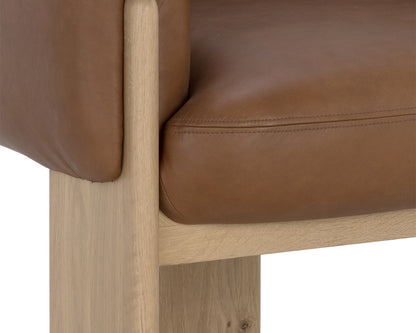 Sunpan - Trine Lounge Chair - Rustic Oak - Vintage Camel Leather - 111087 view 6