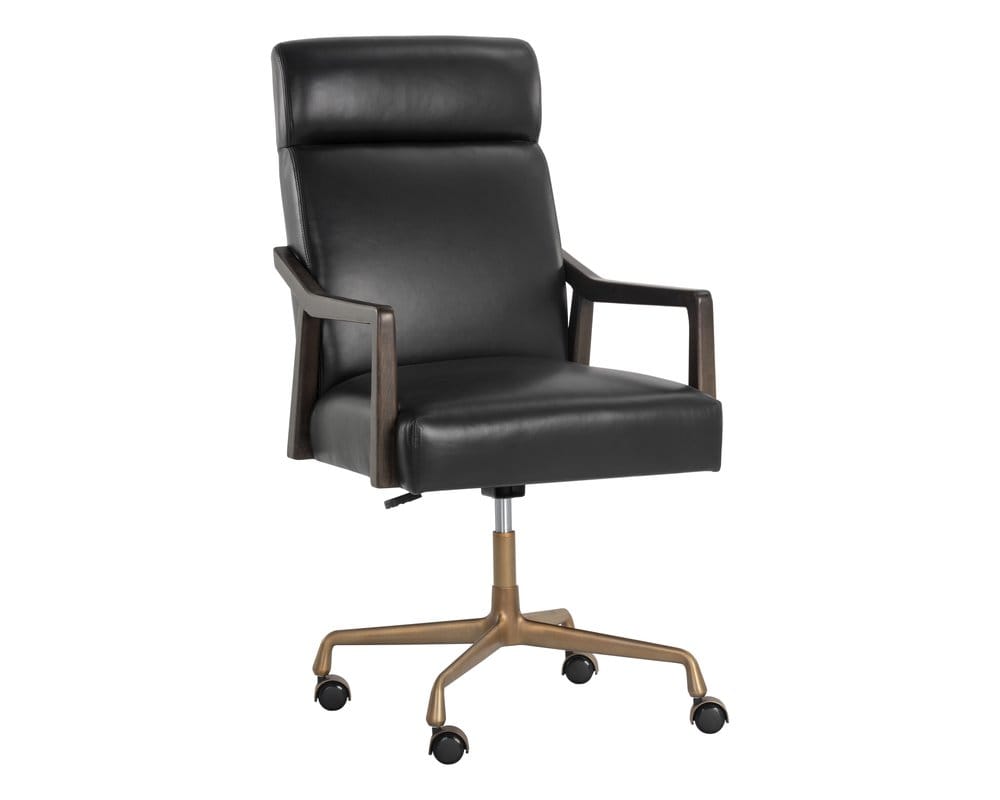 Sunpan - Westport Collin Office Chair - Brown - Cortina Black Leather - 110540 view 1