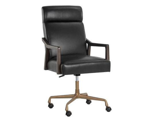 Sunpan - Westport Collin Office Chair - Brown - Cortina Black Leather - 110540 view 1