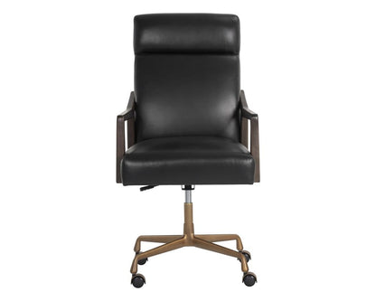 Sunpan - Westport Collin Office Chair - Brown - Cortina Black Leather - 110540 view 2