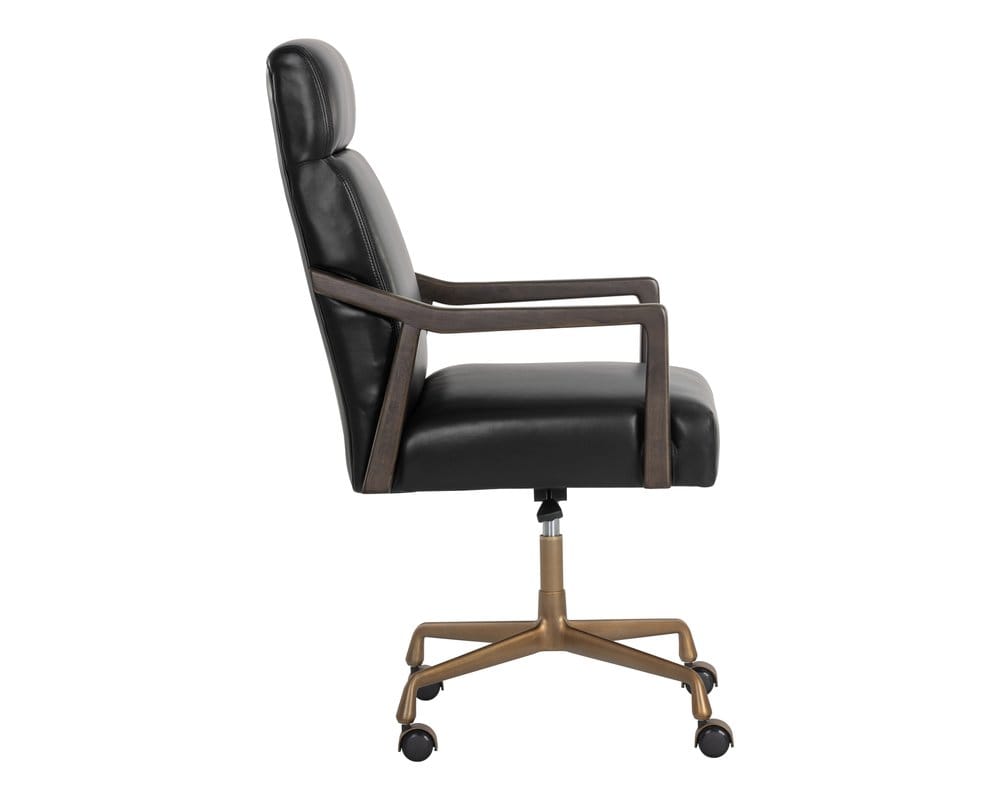 Sunpan - Westport Collin Office Chair - Brown - Cortina Black Leather - 110540 view 3