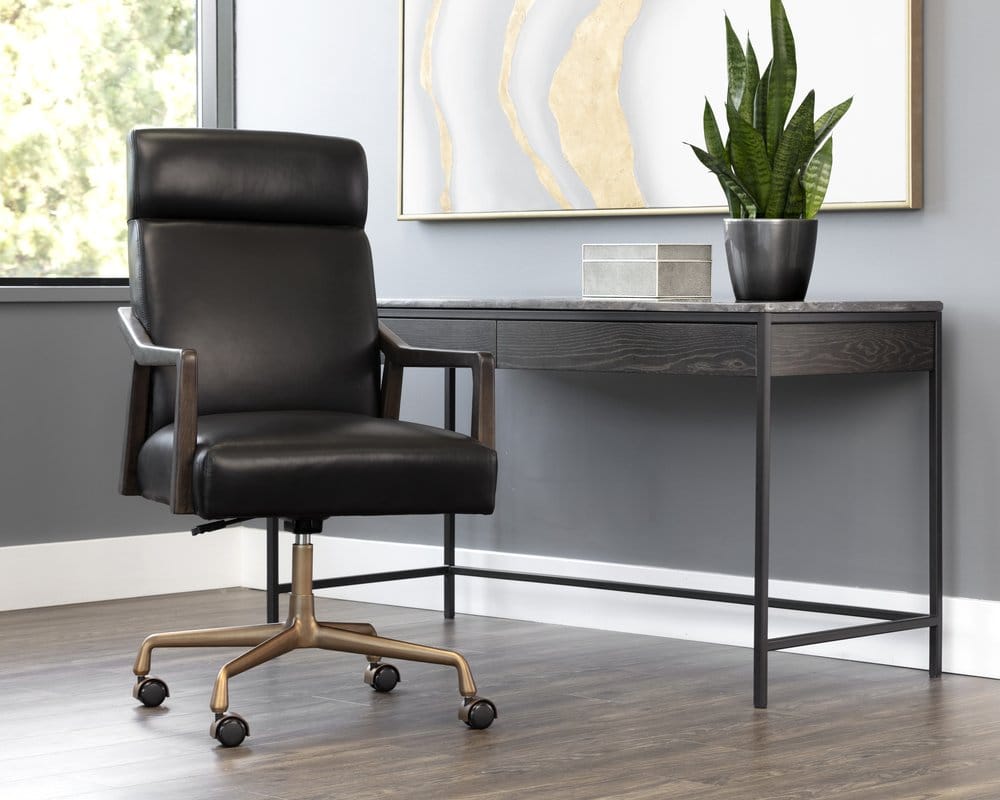 Sunpan - Westport Collin Office Chair - Brown - Cortina Black Leather - 110540 view 5