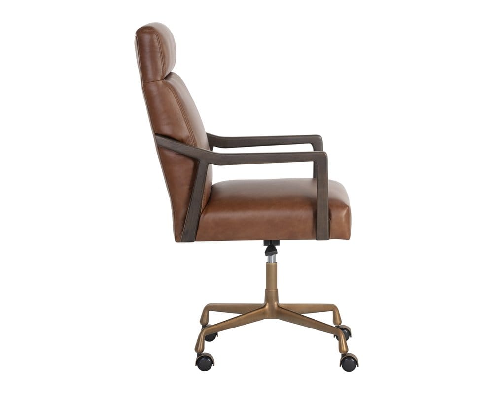 Sunpan - Westport Collin Office Chair - Brown - Shalimar Tobacco Leather - 110542 view 3