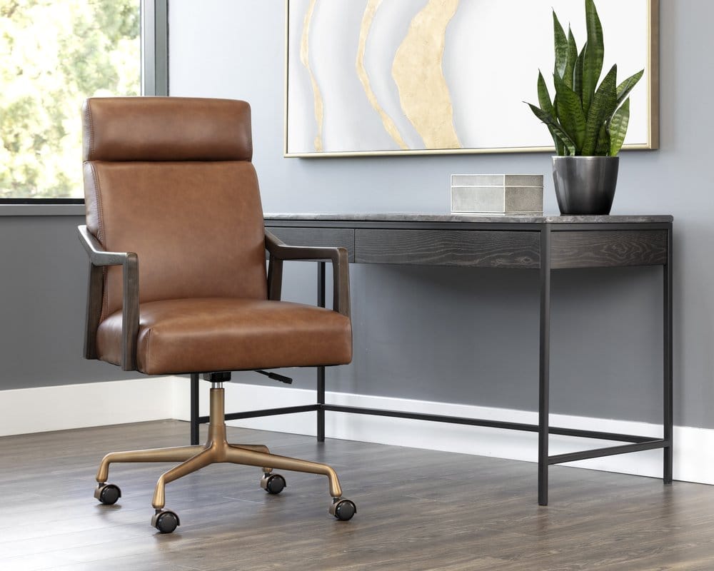 Sunpan - Westport Collin Office Chair - Brown - Shalimar Tobacco Leather - 110542 view 5