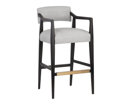 Sunpan - Westport Keagan Barstool - Saloon Light Grey Leather - 110556_CLOSEOUT view 1