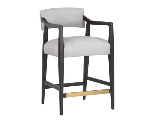 Sunpan - Westport Keagan Counter Stool - Saloon Light Grey Leather - 110559_CLOSEOUT view 2