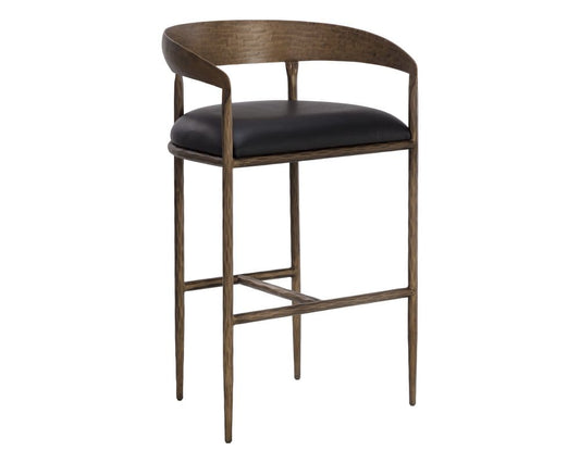Sunpan - Zanatta Barstool - Charcoal Black Leather - 111001 view 1