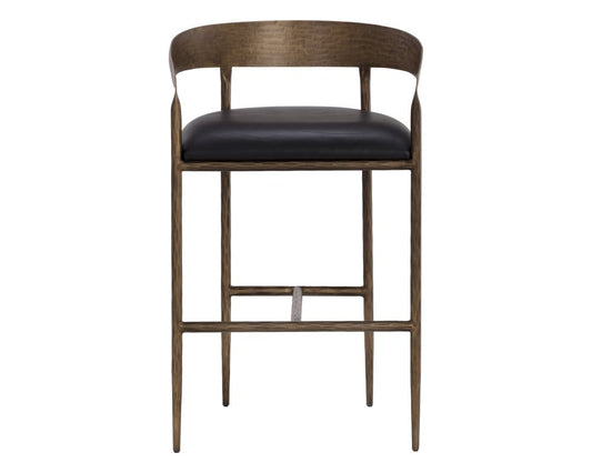 Sunpan - Zanatta Barstool - Charcoal Black Leather - 111001 view 2