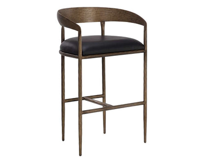 Sunpan - Zanatta Barstool - Charcoal Black Leather - 111001 veiw 1