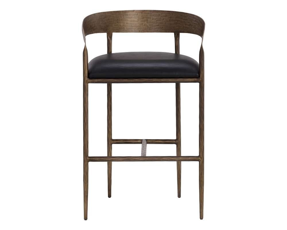 Sunpan - Zanatta Barstool - Charcoal Black Leather - 111001 veiw 2