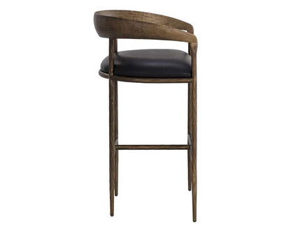 Sunpan - Zanatta Barstool - Charcoal Black Leather - 111001 veiw 3