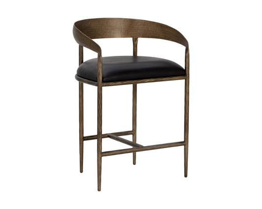 Sunpan - Zanatta Counter Stool - Charcoal Black Leather - 111000 view 1