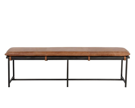 Sunpan - Zancor Bench - Gunmetal - Tan Leather - 109404 view 2