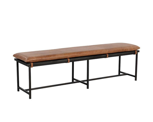 Sunpan - Zancor Bench - Gunmetal - Tan Leather - 109404 veiw 1