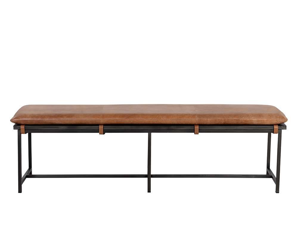 Sunpan - Zancor Bench - Gunmetal - Tan Leather - 109404 veiw 2