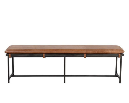 Sunpan - Zancor Bench - Gunmetal - Tan Leather - 109404 veiw 2