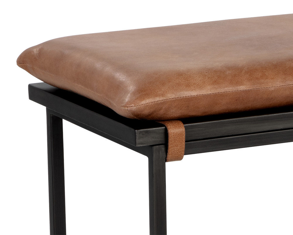 Sunpan - Zancor Bench - Gunmetal - Tan Leather - 109404 view 4