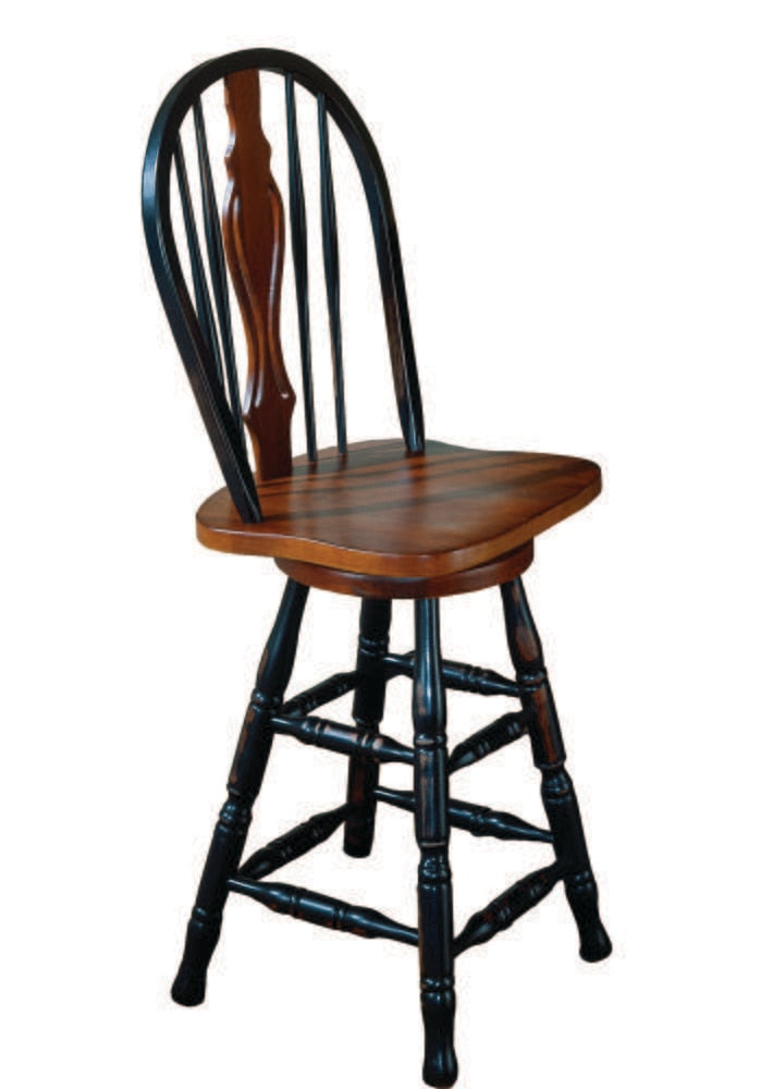 Sunset Trading - 24in Keyhole Barstool in Antique Black with Cherry Accents - DLU-B124-24-BCH veiw 1