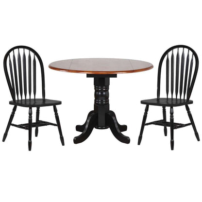 Sunset Trading - 3 Piece 42in Round Drop Leaf Dining Set with Arrowback Chairs - DLU-TPD4242-820-AB3PC veiw 1