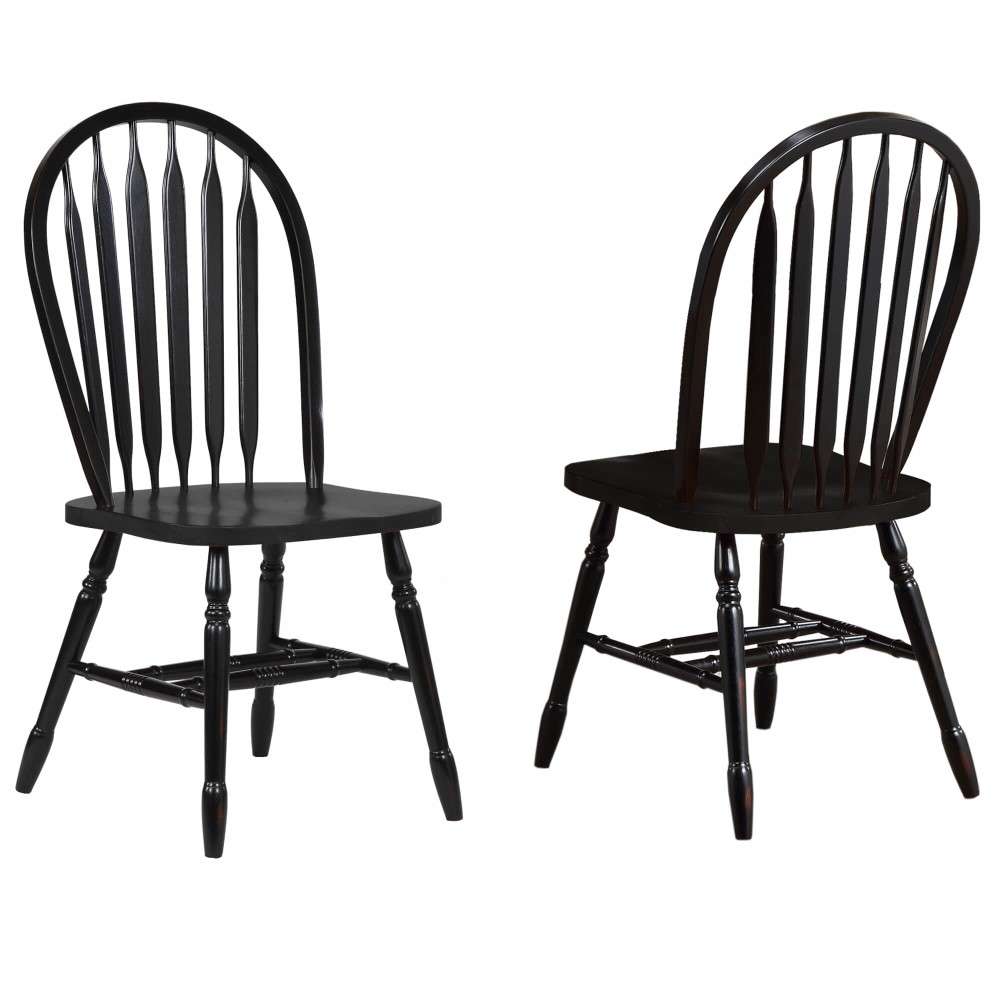 Sunset Trading - 3 Piece 42in Round Drop Leaf Dining Set with Arrowback Chairs - DLU-TPD4242-820-AB3PC veiw 6