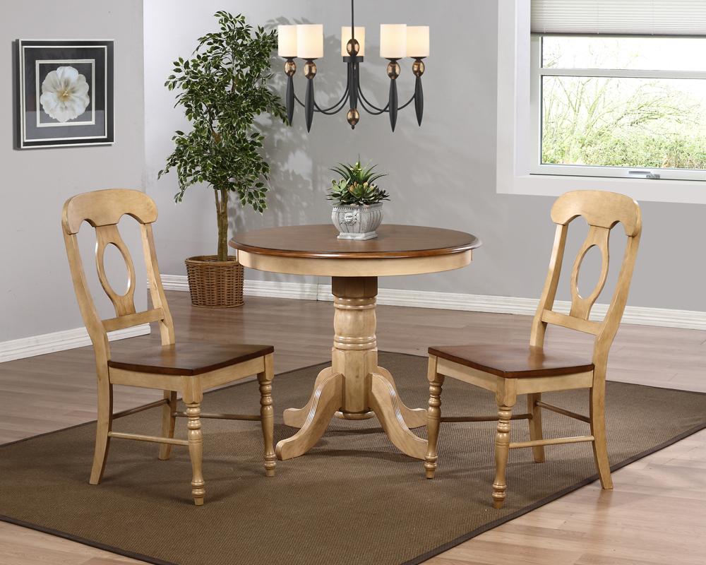 Sunset Trading - 3 Piece Brook 36in Round Dining Set with Napoleon Chairs - DLU-BR3636-C50-PW3PC veiw 1