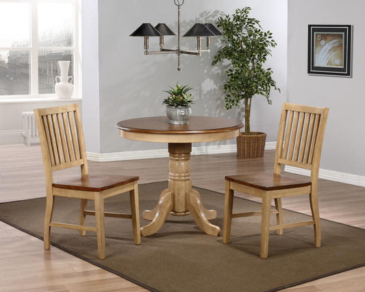 Sunset Trading - 3 Piece Brook 36in Round Dining Set with Slat Back Chairs - DLU-BR3636-C60-PW3PC veiw 1