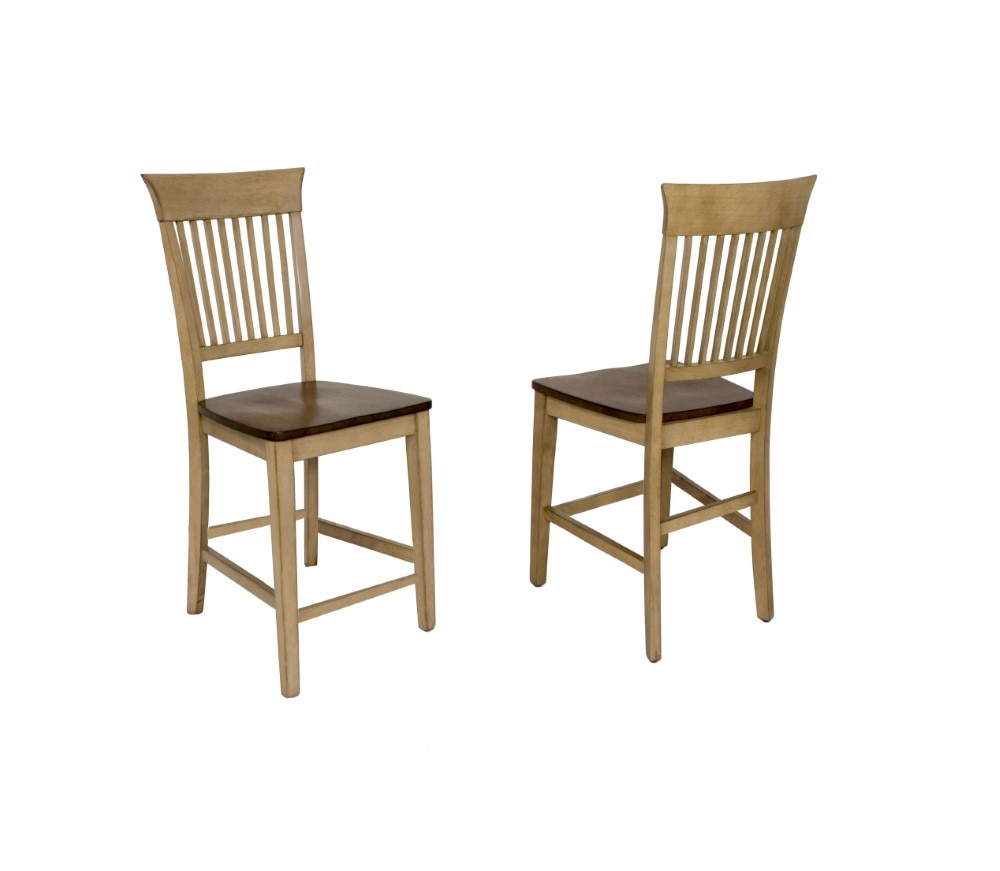 Sunset Trading - 3 Piece Brook 36in Round Pub Table Set with Fancy Slat Stools - DLU-BR3636CB-B70-PW3PC veiw 2