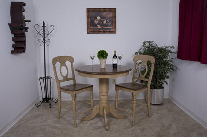 Sunset Trading - 3 Piece Brook 36in Round Pub Table Set with Napoleon Stools - DLU-BR3636CB-B50-PW3PC veiw 1