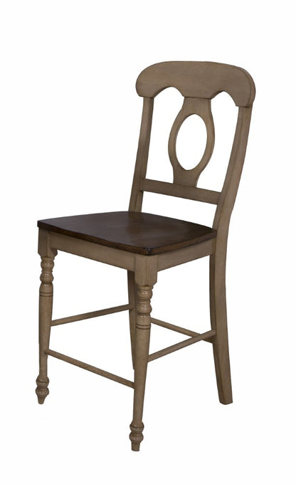 Sunset Trading - 3 Piece Brook 36in Round Pub Table Set with Napoleon Stools - DLU-BR3636CB-B50-PW3PC veiw 2