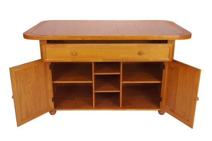 Sunset Trading - 3 Piece Light Oak Kitchen Island Set with Beige Khaki Tile Top - CY-KITT02-B24-LO3PC veiw 2