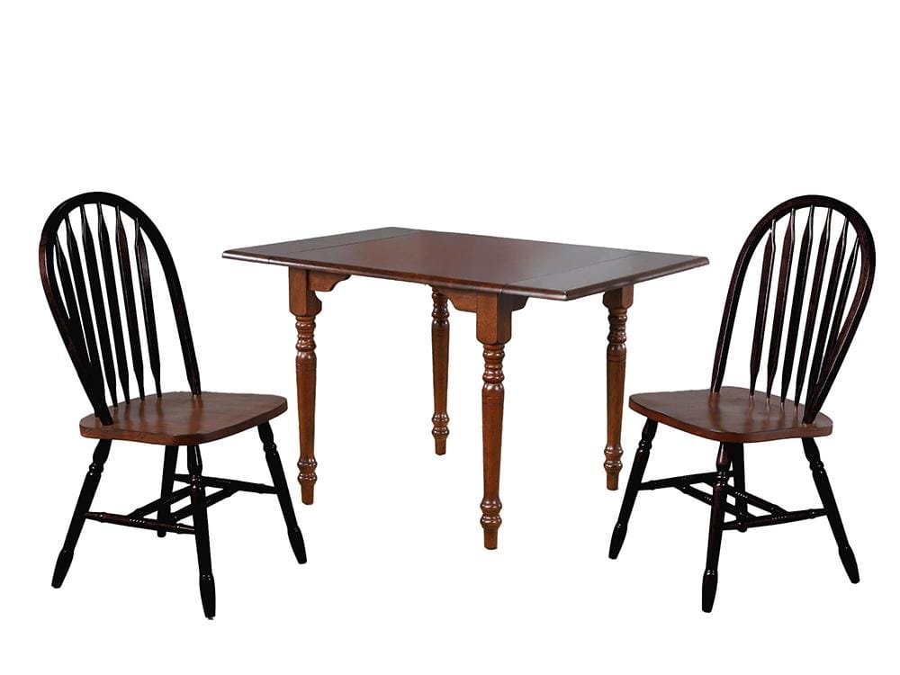 Sunset Trading - 3PC 34-48in Rectangular Expandable Solid Wood Dining Set  - Antique Black with Cherry Rub Through and Chestnut Brown - PK-3448CT-820CM-BCH3P veiw 1