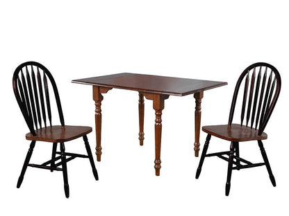 Sunset Trading - 3PC 34-48in Rectangular Expandable Solid Wood Dining Set  - Antique Black with Cherry Rub Through and Chestnut Brown - PK-3448CT-820CM-BCH3P veiw 1