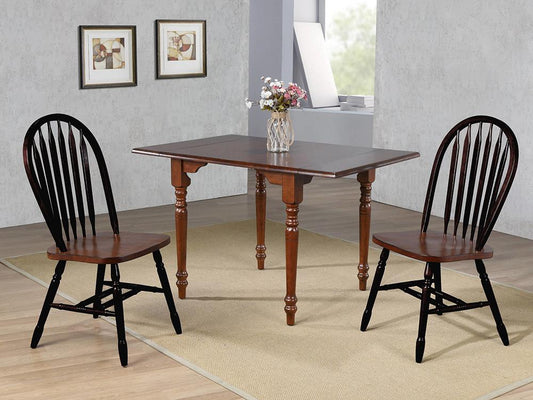 Sunset Trading - 3PC 34-48in Rectangular Expandable Solid Wood Dining Set  - Antique Black with Cherry Rub Through and Chestnut Brown - PK-3448CT-820CM-BCH3P veiw 2