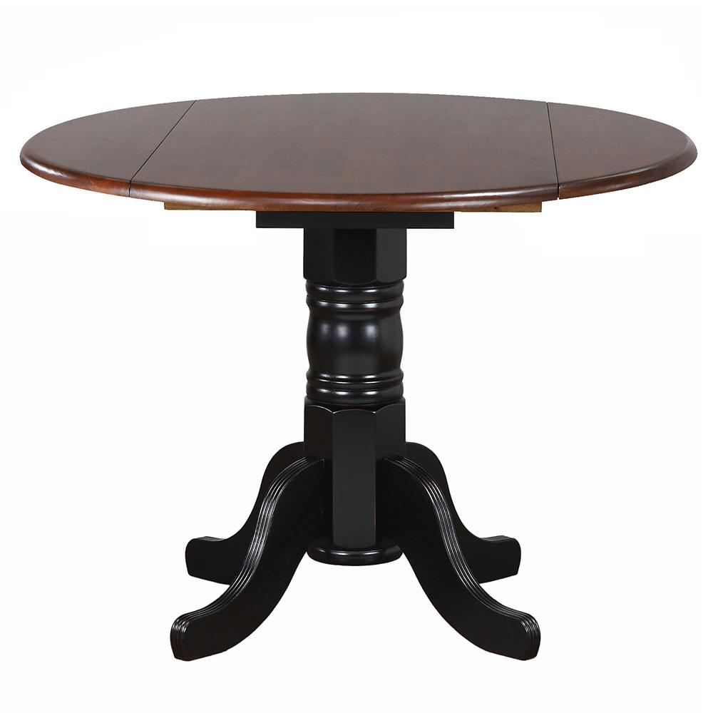 Sunset Trading - 3PC 42in Round Extendable Solid Wood Dining Set  - Antique Black with Cherry Rub Through and Chestnut Brown - DLU-4242-820CM-BCH3P veiw 3