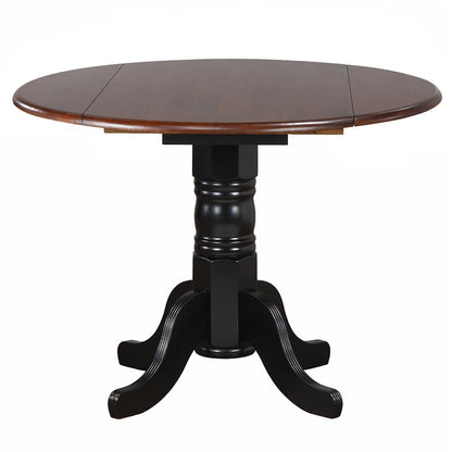 Sunset Trading - 3PC 42in Round Extendable Solid Wood Dining Set  - Antique Black with Cherry Rub Through and Chestnut Brown - DLU-4242-820CM-BCH3P veiw 3