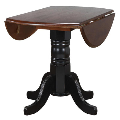 Sunset Trading - 3PC 42in Round Extendable Solid Wood Dining Set  - Antique Black with Cherry Rub Through and Chestnut Brown - DLU-4242-820CM-BCH3P veiw 5