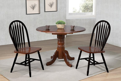 Sunset Trading - 3PC 42in Round Extendable Solid Wood Dining Set  - Antique Black with Cherry Rub Through and Chestnut Brown - DLU-4242CT-820CM-BCH3P veiw 2