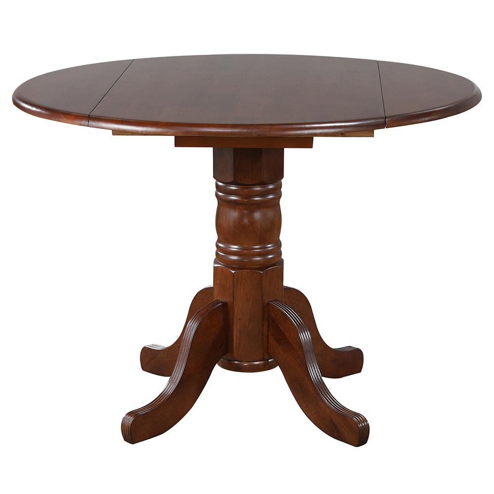 Sunset Trading - 3PC 42in Round Extendable Solid Wood Dining Set  - Antique Black with Cherry Rub Through and Chestnut Brown - DLU-4242CT-820CM-BCH3P veiw 3