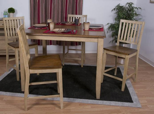 Sunset Trading - 5 Piece Brook 48in Square Pub Set with Slat Back Stools - DLU-BR4848CB-B60-PW5PC veiw 1