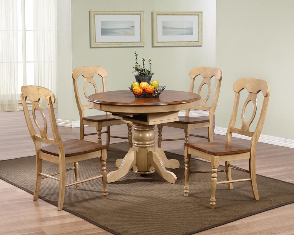 Sunset Trading - 5 Piece Brook Round or Oval Butterfly Leaf Dining Set with Napoleon Chairs - DLU-BR4260-C50-PW5PC veiw 1