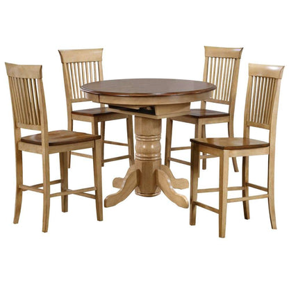 Sunset Trading - 5 Piece Brook Round or Oval Butterfly Leaf Pub Table Set with Fancy Slat Stools - DLU-BR4260CB-B70-PW5PC veiw 1