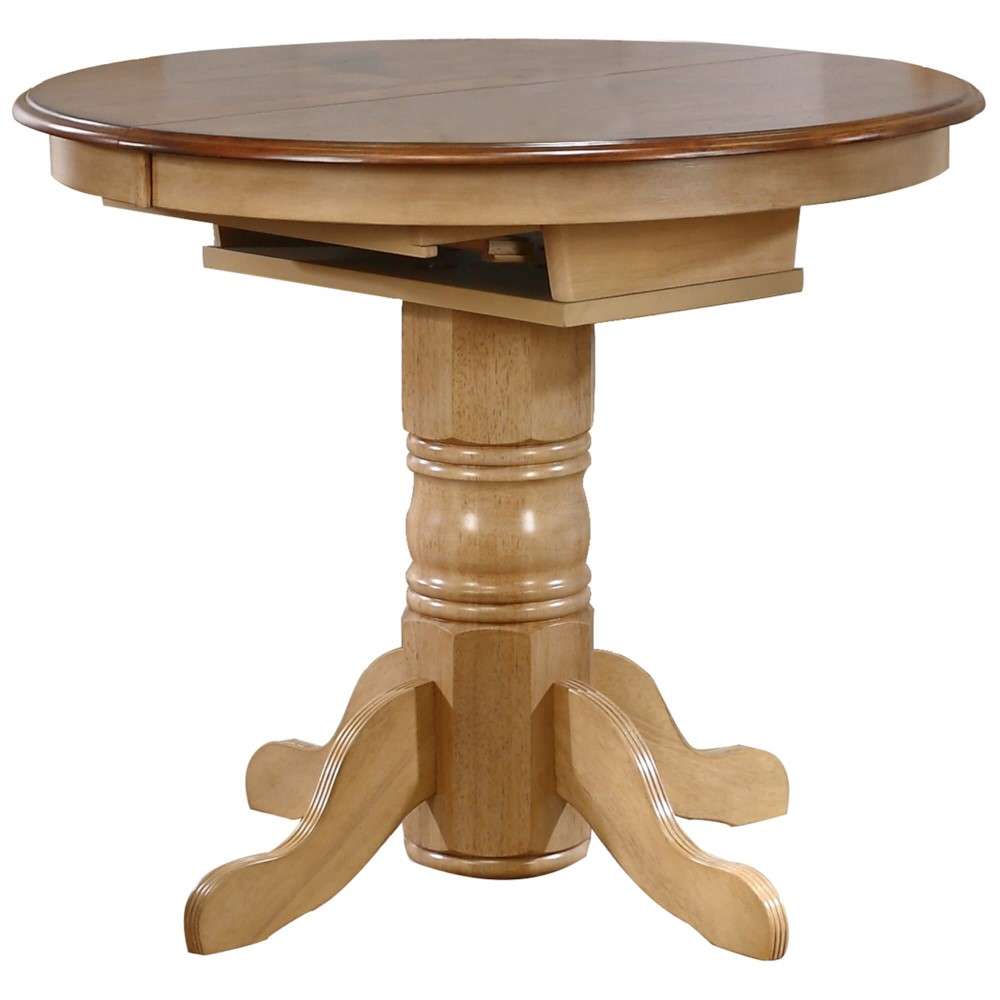 Sunset Trading - 5 Piece Brook Round or Oval Butterfly Leaf Pub Table Set with Fancy Slat Stools - DLU-BR4260CB-B70-PW5PC veiw 3