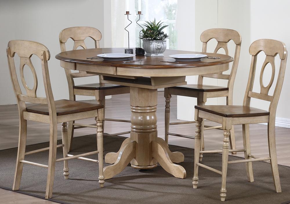 Sunset Trading - 5 Piece Brook Round or Oval Butterfuly Leaf Pub Table Set with Napoleon Stools - DLU-BR4260CB-B50-PW5PC veiw 1