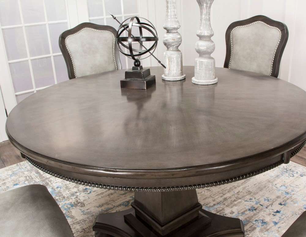 Sunset Trading - 5 Piece Vegas Dining and Poker Table Set - Reversible Game Top - Gray Wood - Caster Chairs with Nailheads - CR-87711-5PC veiw 5