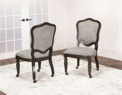 Sunset Trading - 5 Piece Vegas Dining and Poker Table Set - Reversible Game Top - Gray Wood - Caster Chairs with Nailheads - CR-87711-5PC veiw 6