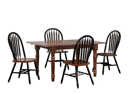 Sunset Trading - 5PC 60in Rectangular Extendable Wood Dining Set  - Antique Black with Cherry Rub Through and Chestnut Brown - PK-3660CT-820CM-BCH5P veiw 1