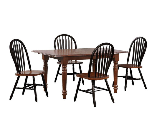 Sunset Trading - 5PC 60in Rectangular Extendable Wood Dining Set  - Antique Black with Cherry Rub Through and Chestnut Brown - PK-3660CT-820CM-BCH5P veiw 1