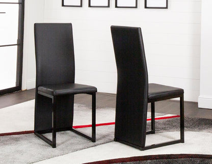 Sunset Trading - Six Cosmic Black Faux Leather Upholstered Dining Chairs with Powder-Coated Metal Legs (Set of 6) - Black/Matte Black Legs - CR-K92070-0112-6 veiw 1